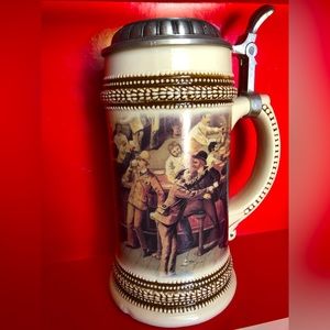 German Beer Stein with Lid - Artistic Bar Scene
